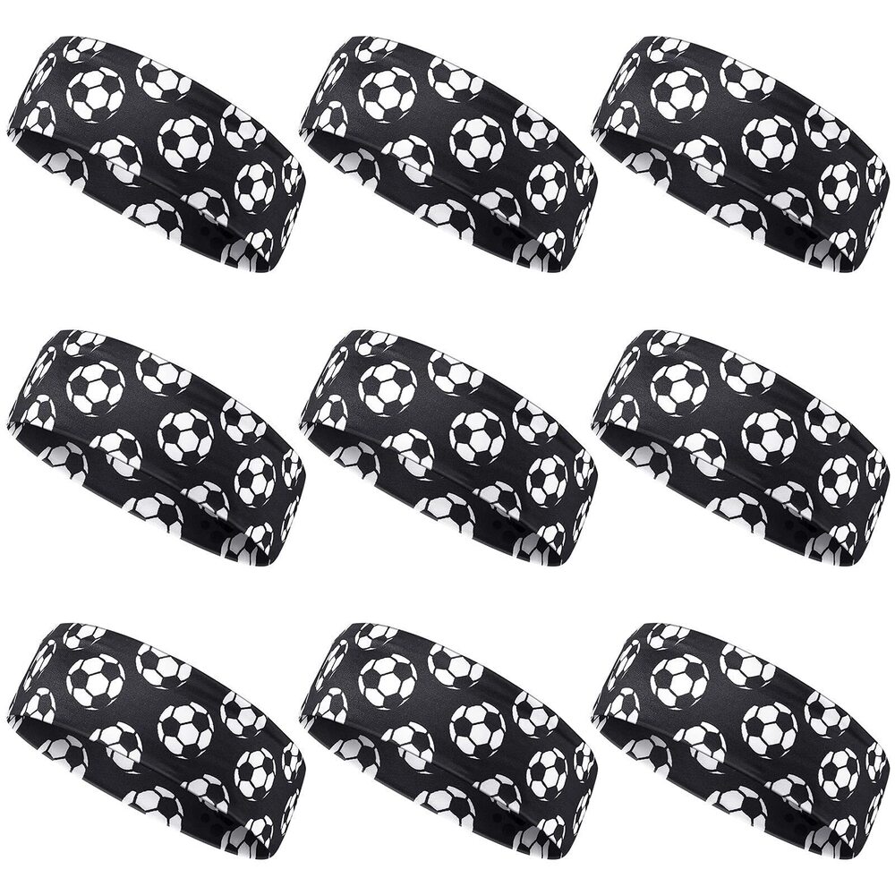 8104 9 Pieces Soccer Headbands for Girls Boys Elastic Headbands Adjustable